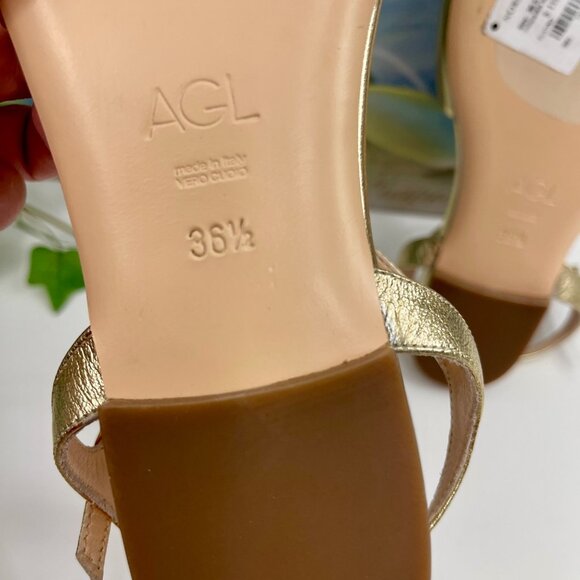 AGL Milly Ankle Strap Slingback Flats Gold Size  36.5 /US 6.5 - Picture 11 of 13
